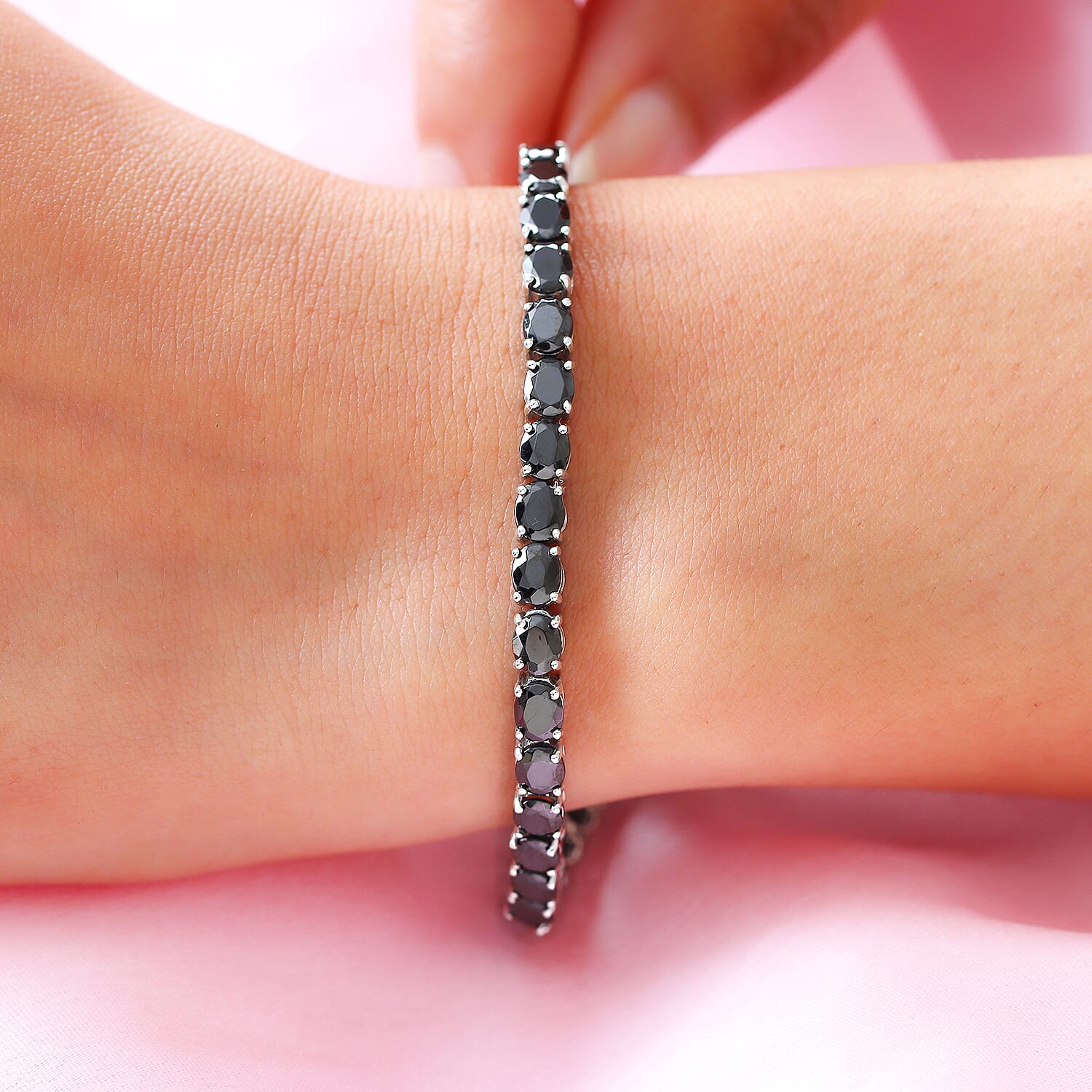 Elite Shungite Bracelet (Size - 7) in Platinum Overlay Sterling Silver, Silver Wt. 7.70 Gms