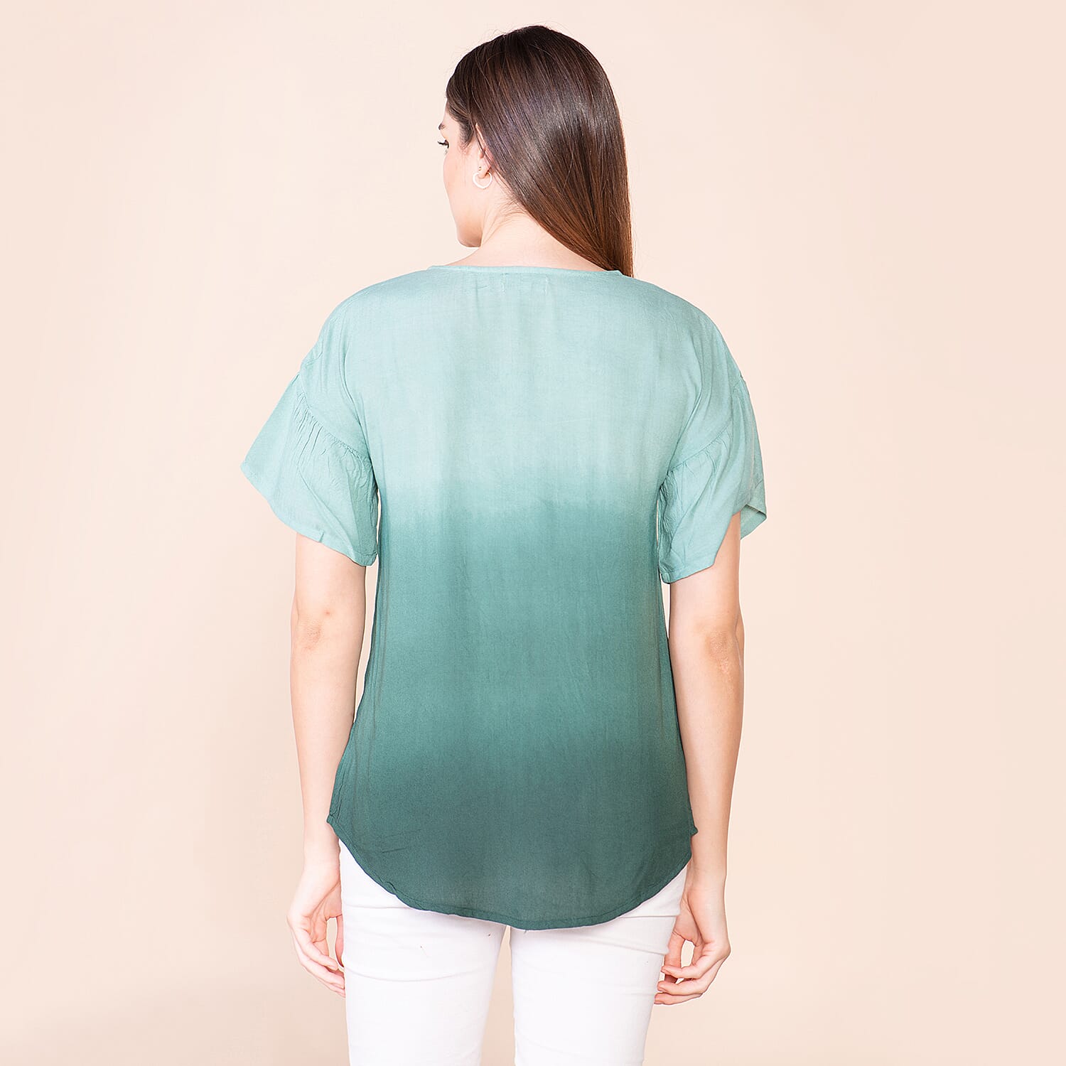 TAMSY Viscose Ombre Pattern Short Sleeve Top - Red