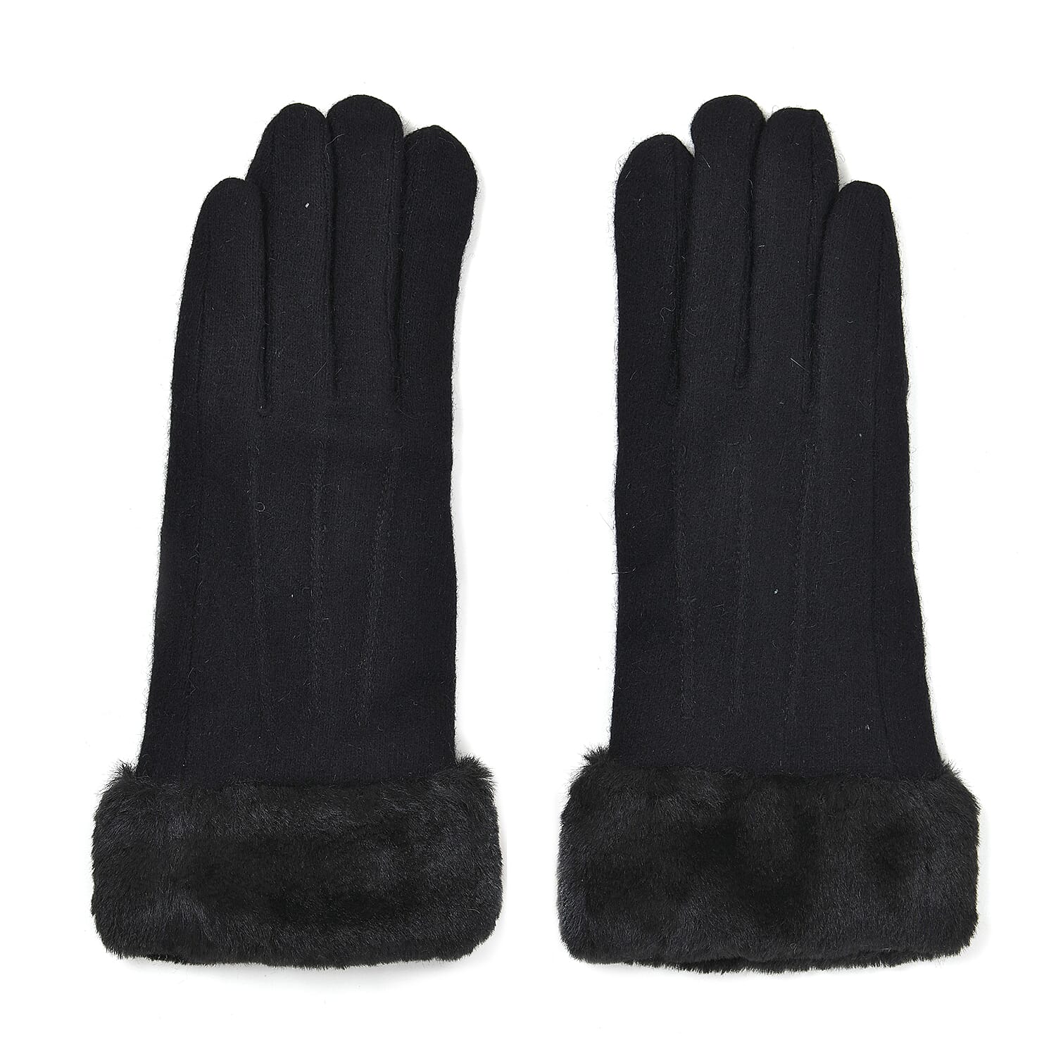 Cashmere Faux Fur Gloves Black