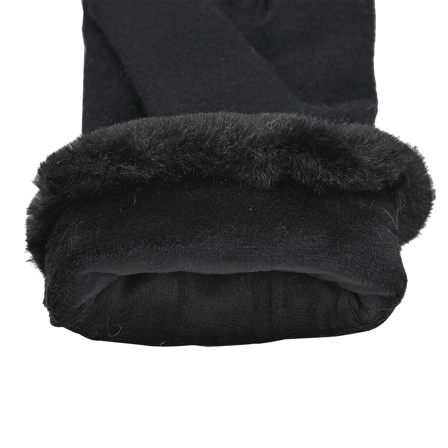 Cashmere Faux Fur Gloves Black