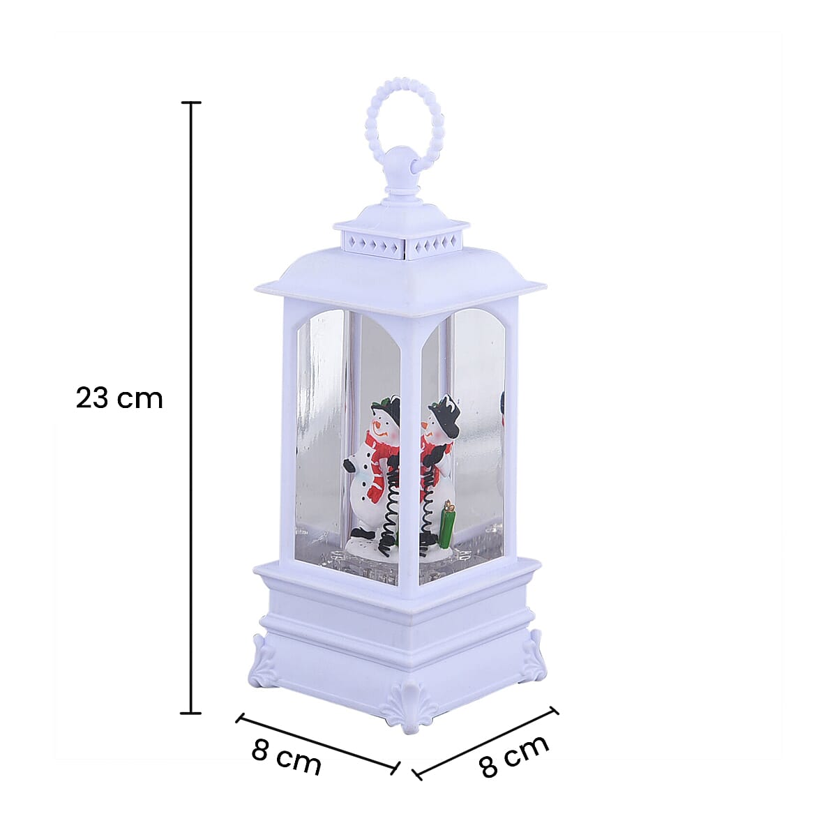 Christmas Snowman Lantern Warm Light (Size 23x8x8Cm) - White