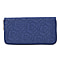 Rose Embossed Pattern Long Size Wallet with Zipper Closure  Blue
