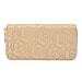 Rose Embossed Pattern Long Size Wallet with Zipper Closure  Gold