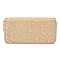 Rose Embossed Pattern Long Size Wallet with Zipper Closure  Gold