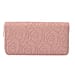 Rose Embossed Pattern Long Size Wallet with Zipper Closure  Light Peach