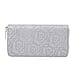 Rose Embossed Pattern Long Size Wallet with Zipper Closure  Silver