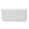 Rose Embossed Pattern Long Size Wallet with Zipper Closure  White