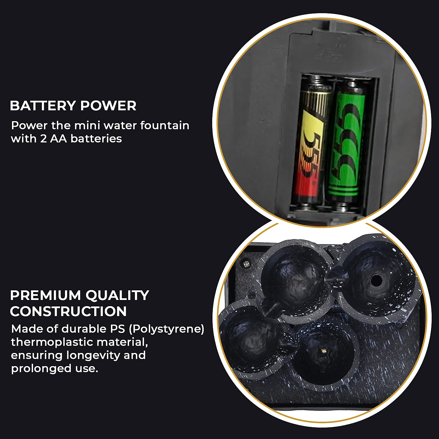 Four Cups Mini Water Fountain with LED Light (Size - 17x11x9cm)