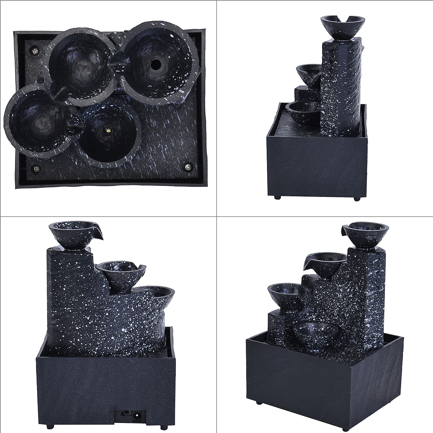 Four Cups Mini Water Fountain with LED Light (Size - 17x11x9cm)