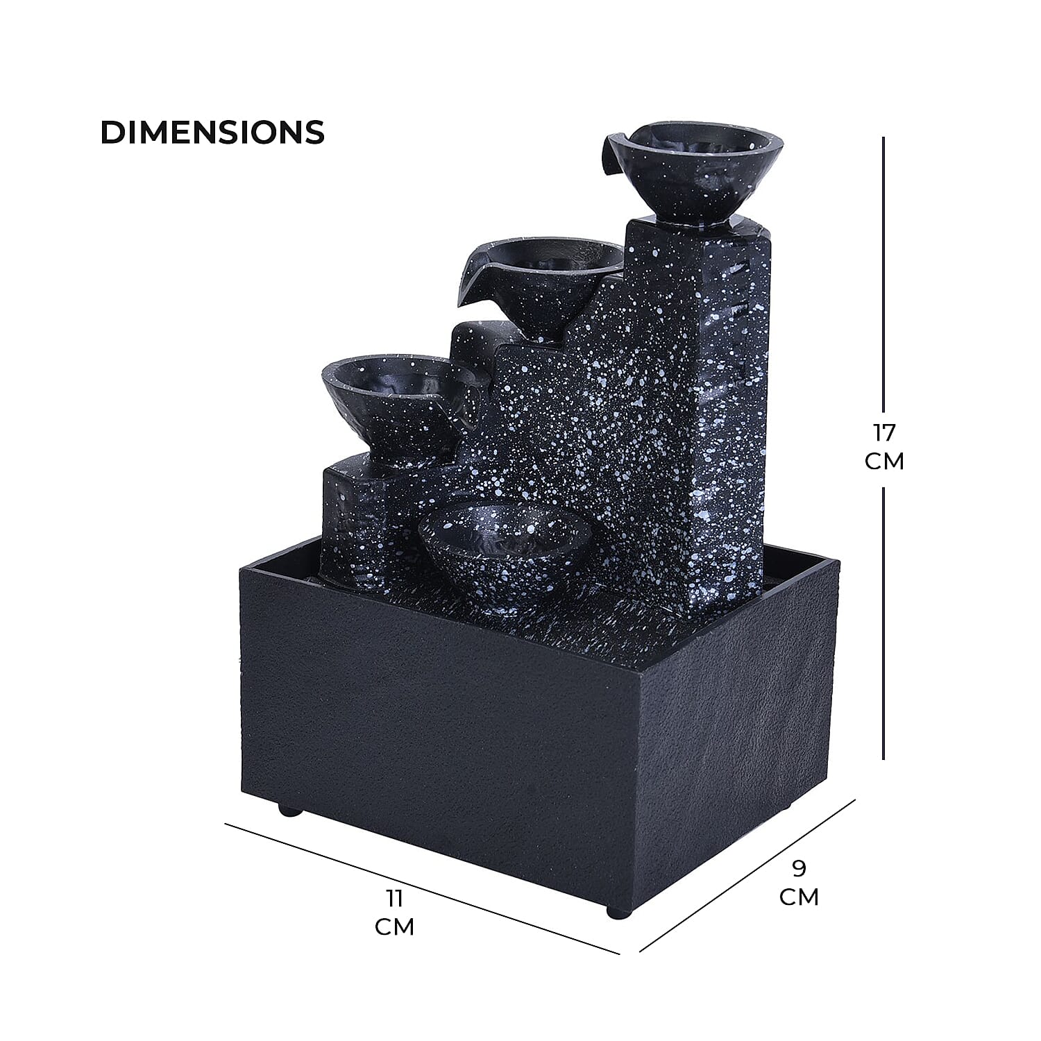 Four Cups Mini Water Fountain with LED Light (Size - 17x11x9cm)