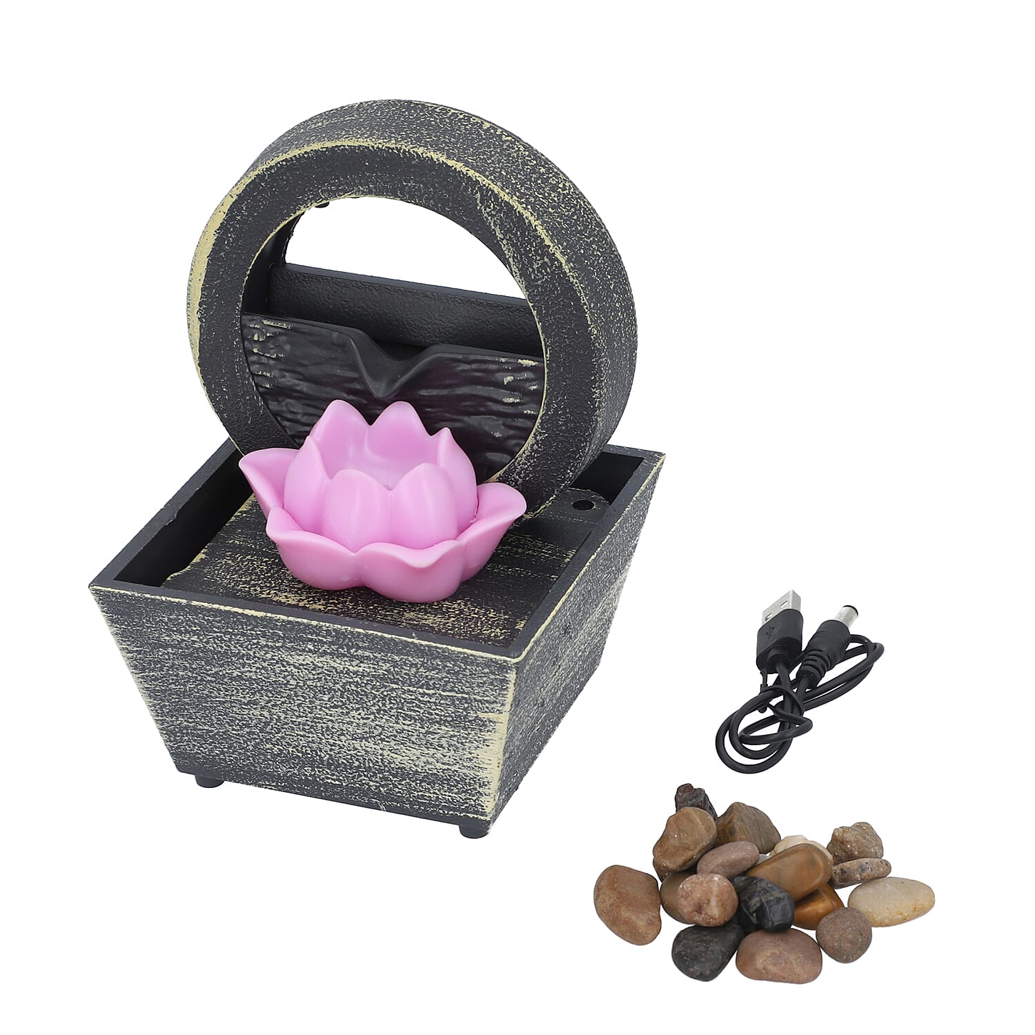 Lotus Water Fountain with LED Light (2 AA Battery, Not Included)