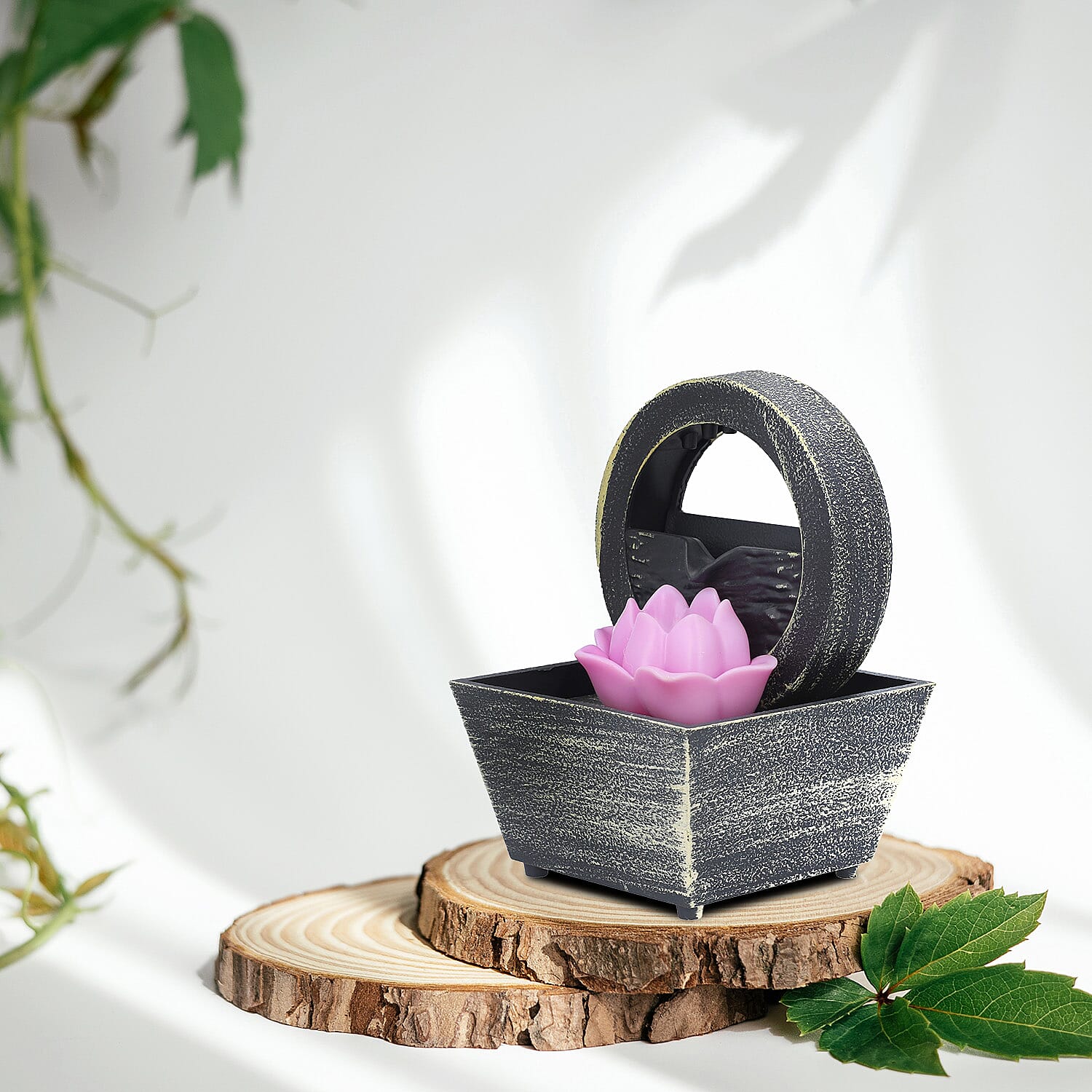 Lotus Water Fountain with LED Light (2 AA Battery, Not Included)