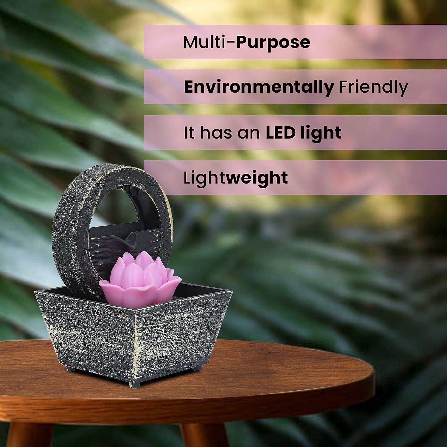 Lotus Water Fountain with LED Light (2 AA Battery, Not Included)