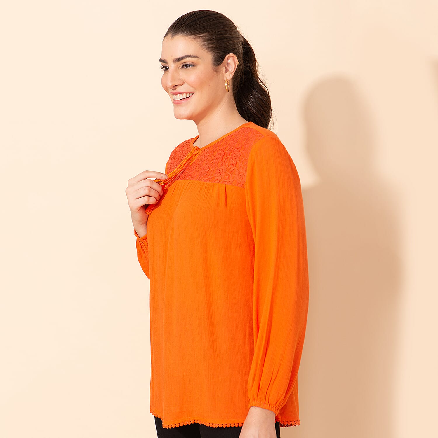TAMSY Viscose Plain Top - Orange