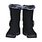 Faux Fur Winter Boots with Buckle - Black