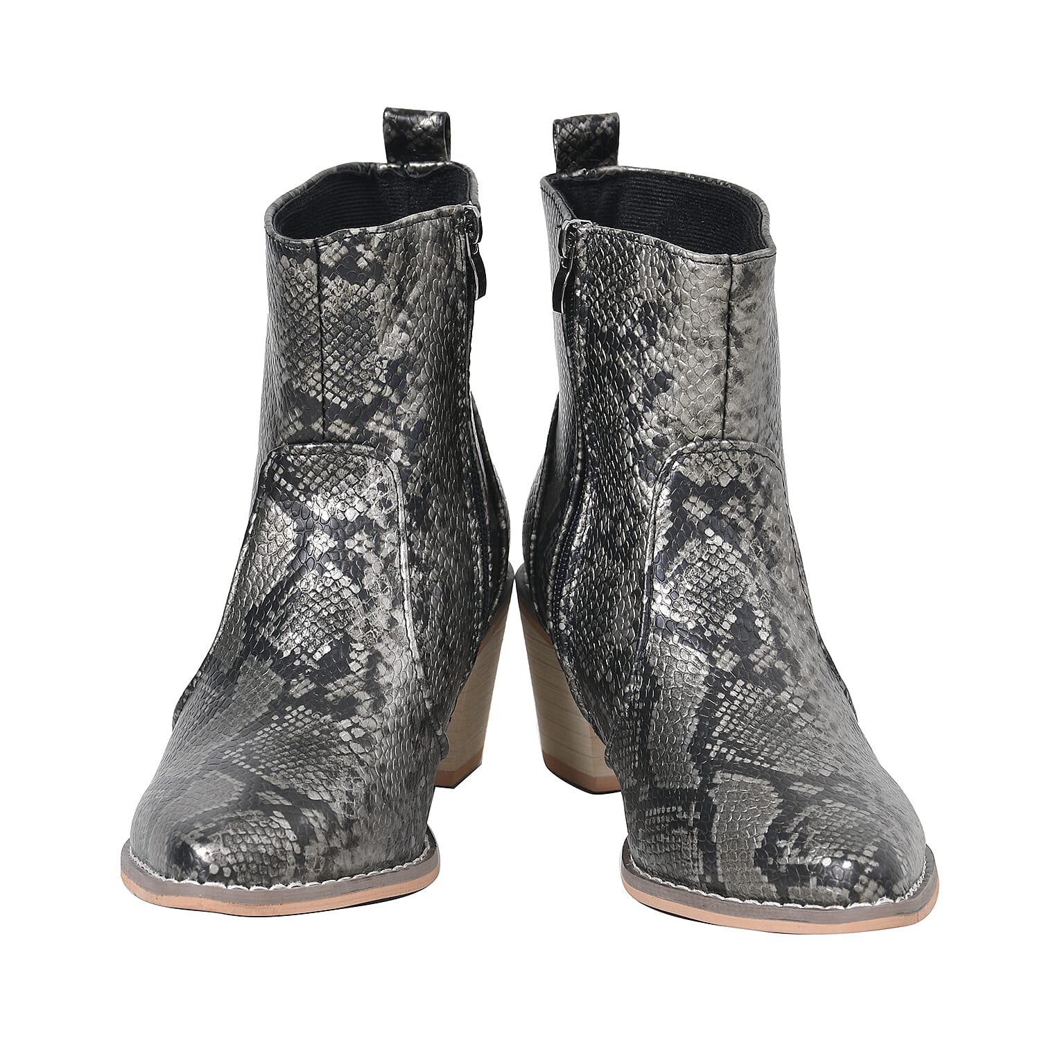 Snake Skin Pattern Winter Boots (Size 3) - Pewter