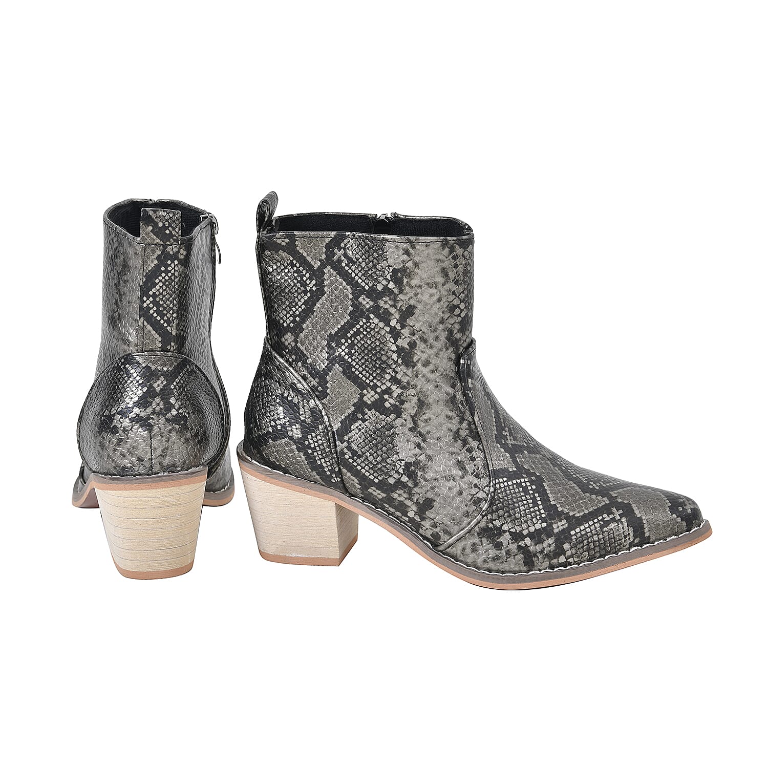 Snake Skin Pattern Winter Boots (Size 3) - Pewter