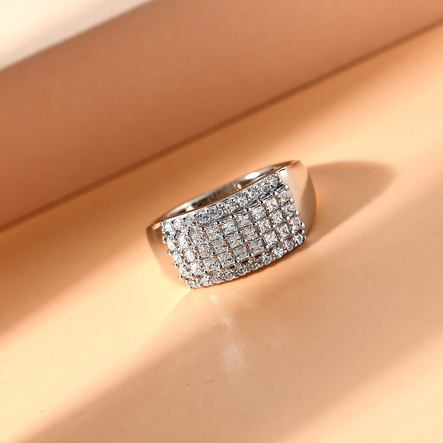 Lustro Stella Sterling Silver Ring Made with Finest CZ 1.62 Ct.