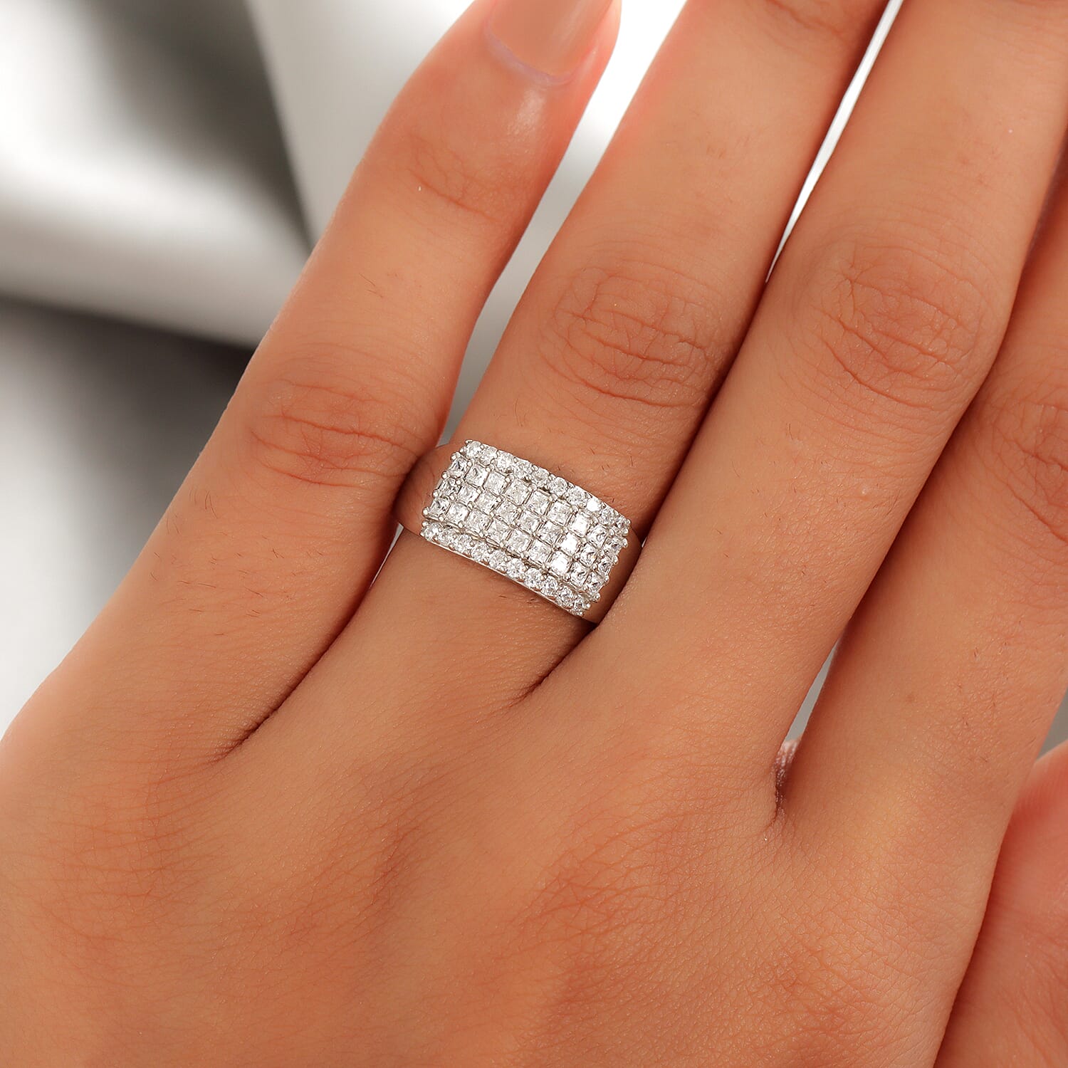 Lustro Stella Sterling Silver Ring Made with Finest CZ 1.62 Ct.