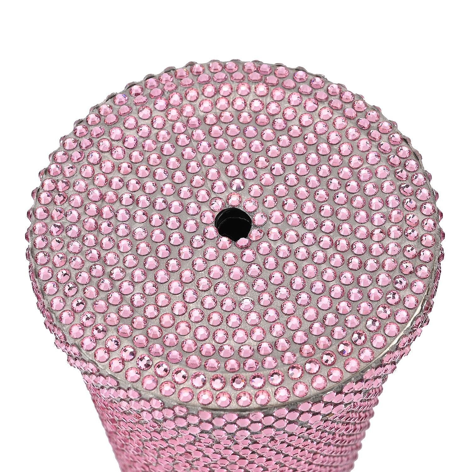 Crystal Encrusted Stainless Steel Insulated Cup with Straw & Lid (Capacity 18oz) - Pink