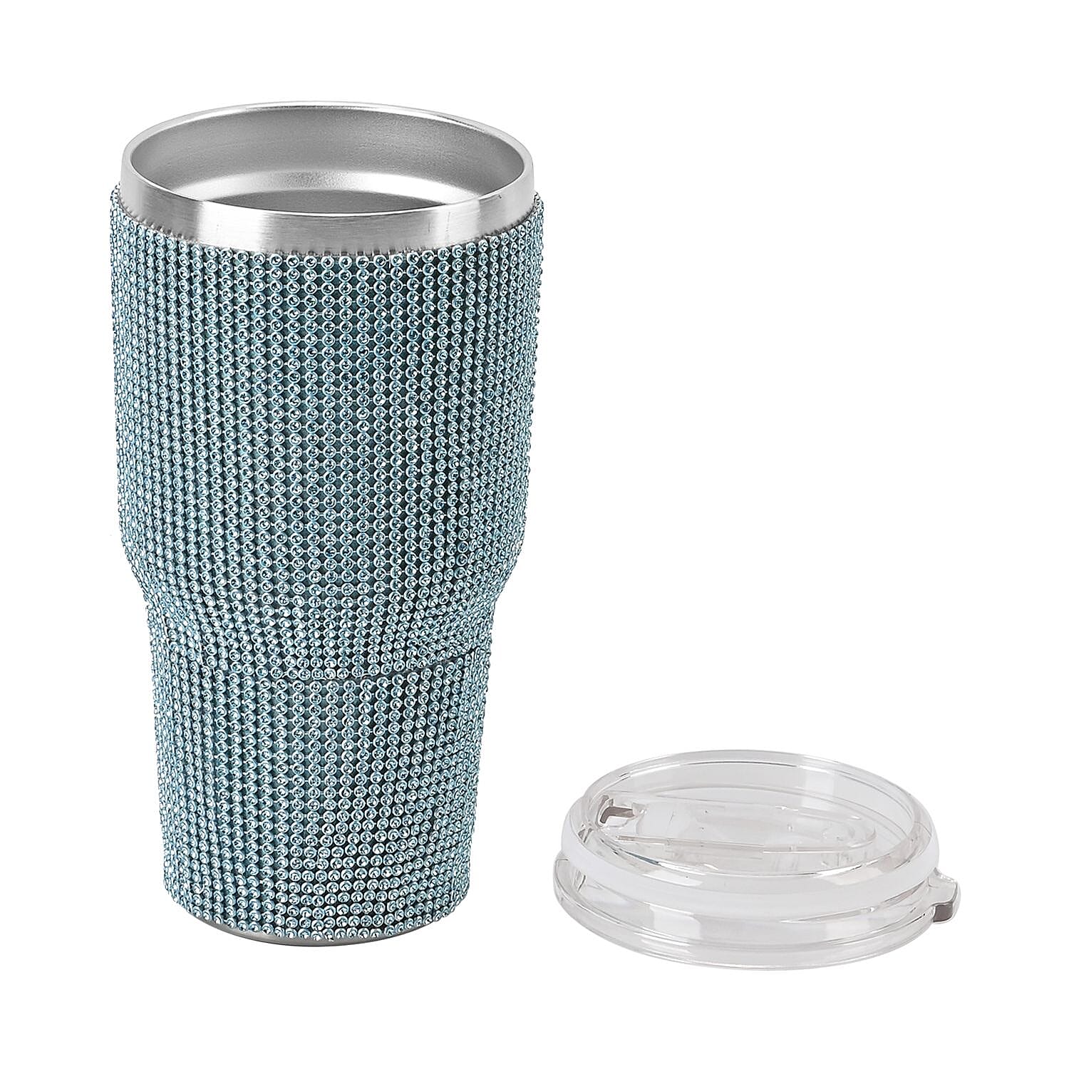 Crystal Studded Stainless Steel Mug (30oz) - Blue