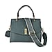 Genuine Leather Crocodile Embossed Crossbody Bag With 2 Strap - Blue