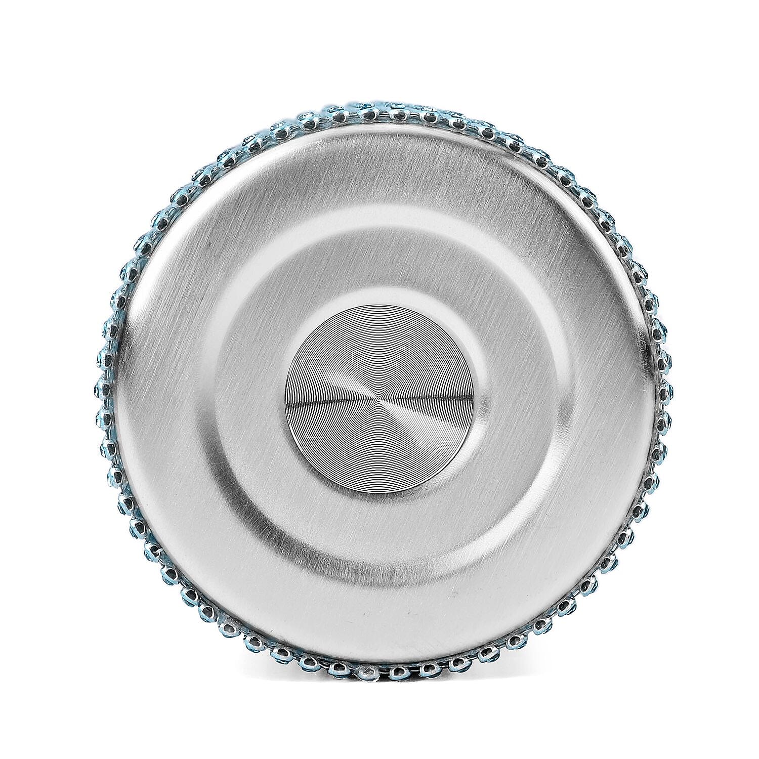 Crystal Studded Stainless Steel Water Bottle with Handle & Chain (20oz) - Blue