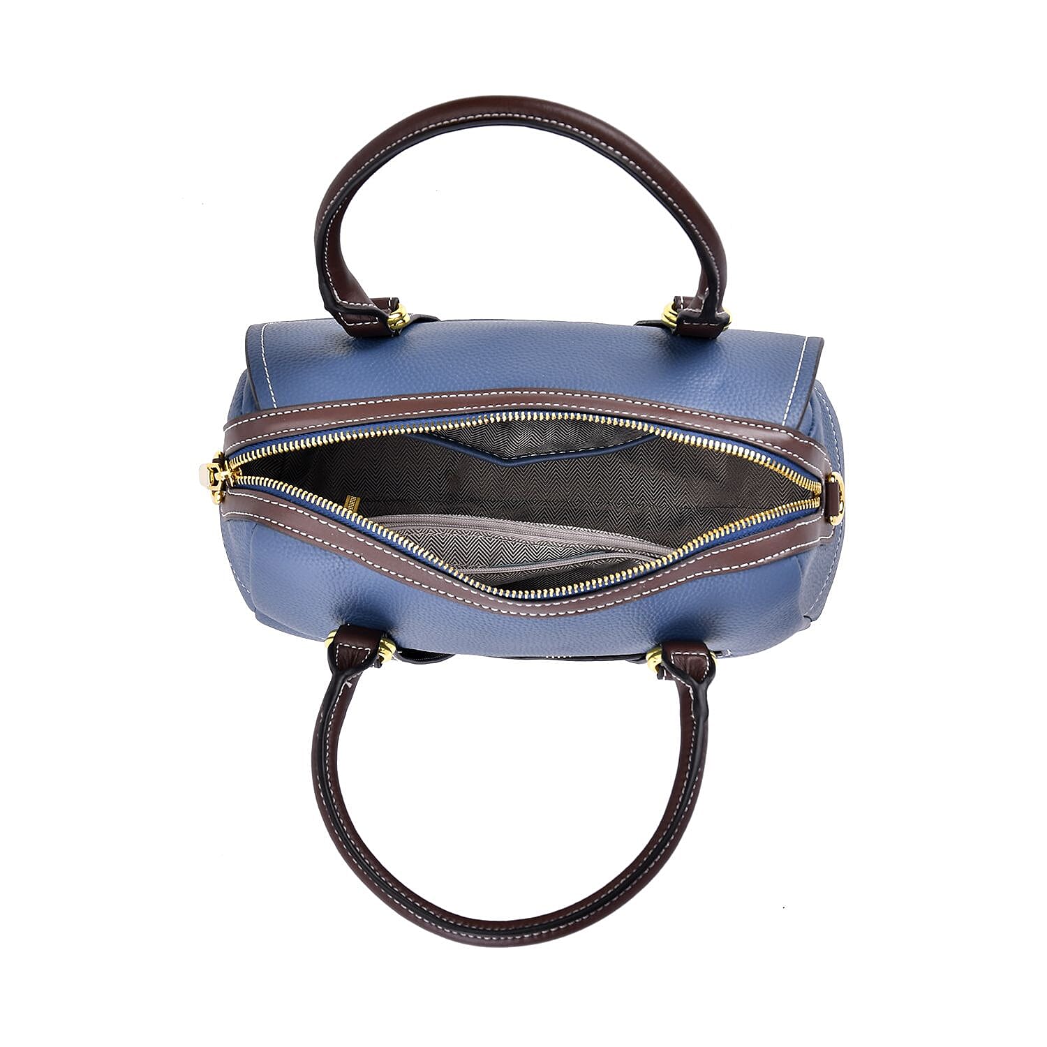 Genuine Leather Crossbody Bag With Shoulder Strap (126 cm) - Blue