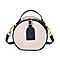 Hong Kong Closeout - Genuine Leather Round Crossbody Bag with Handle Drop - White