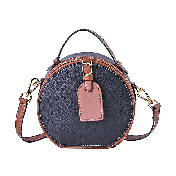 Hong Kong Closeout Genuine Leather Round Crossbody Bag with Handle