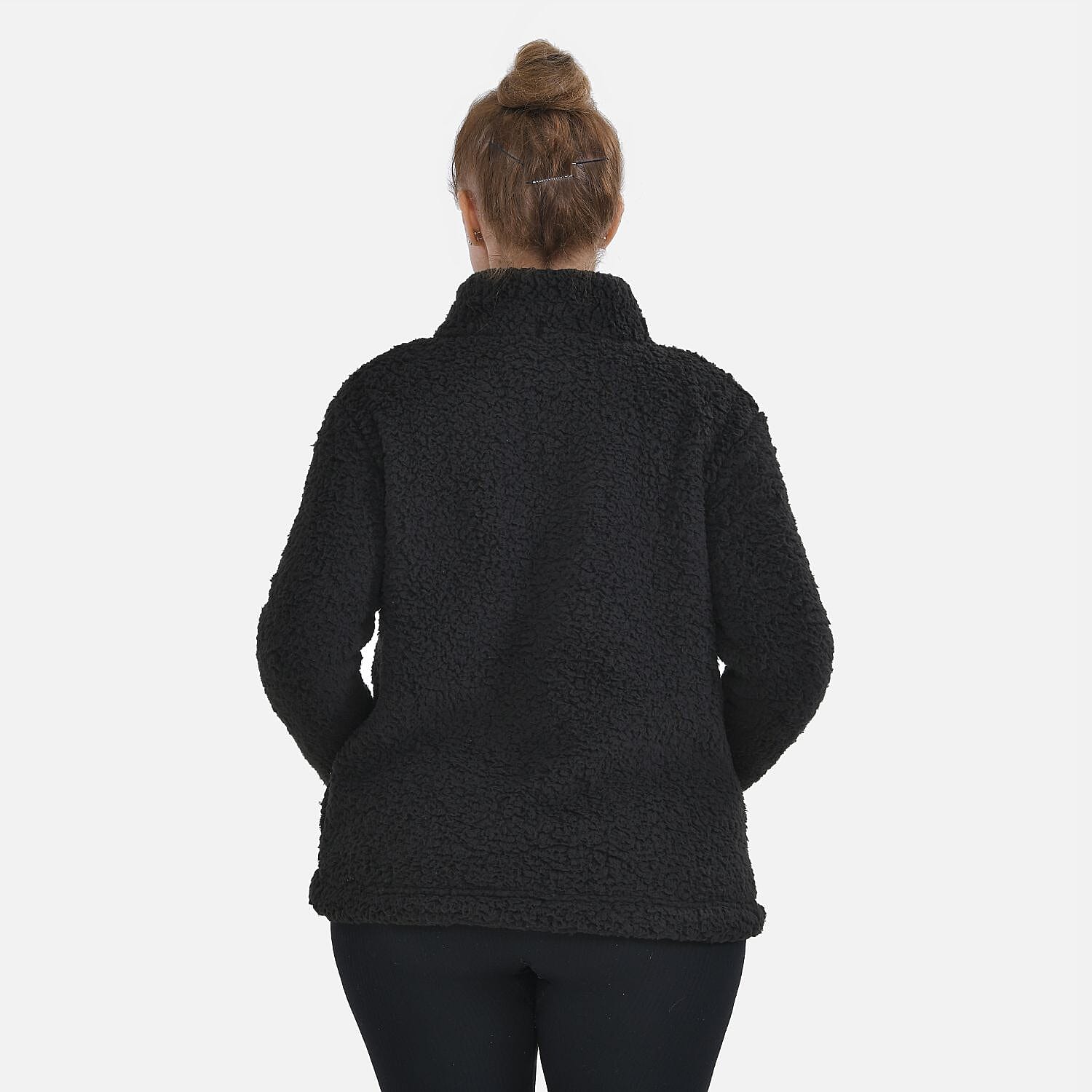 Half Zip Sherpa Sweatshirt With Handy Kangaroo Pocket - Blue