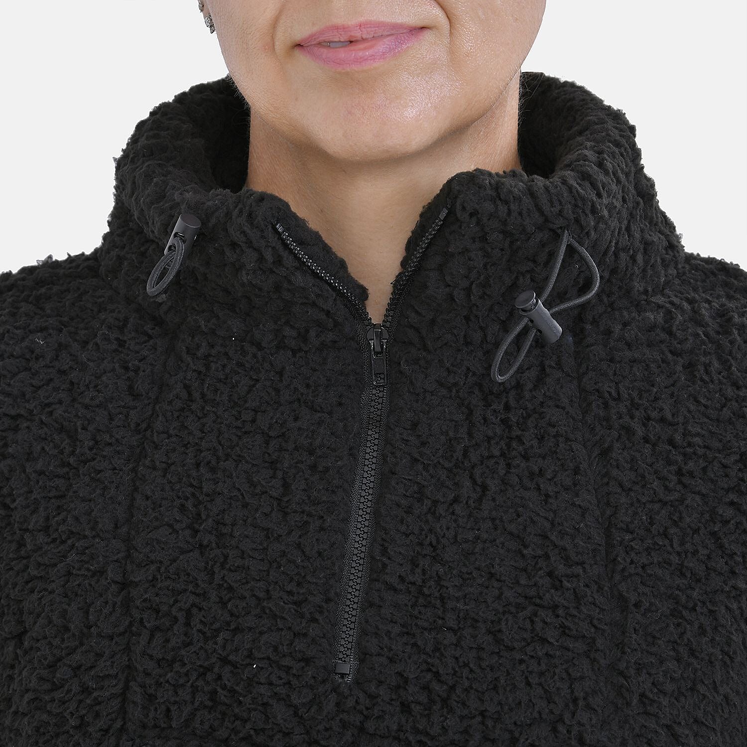 Half Zip Sherpa Sweatshirt With Handy Kangaroo Pocket - Blue