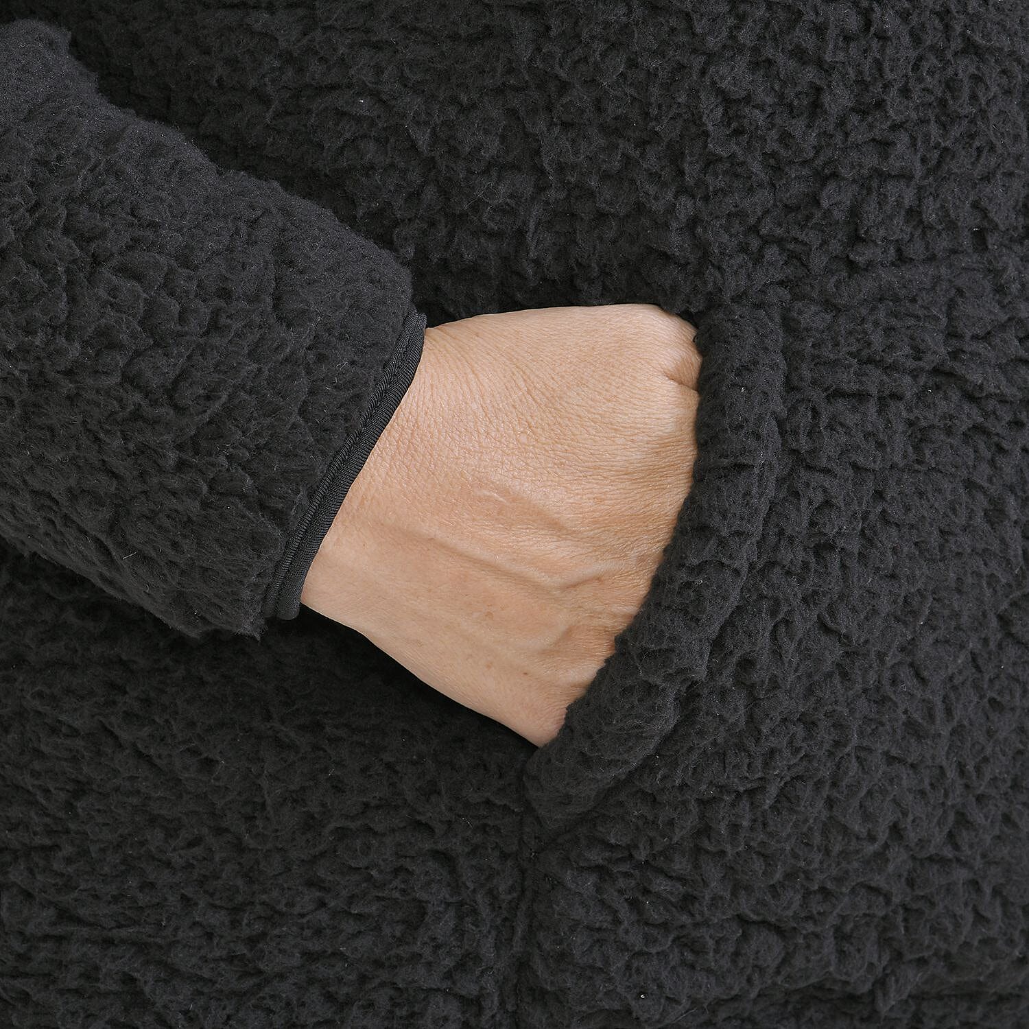 Half Zip Sherpa Sweatshirt With Handy Kangaroo Pocket - Blue