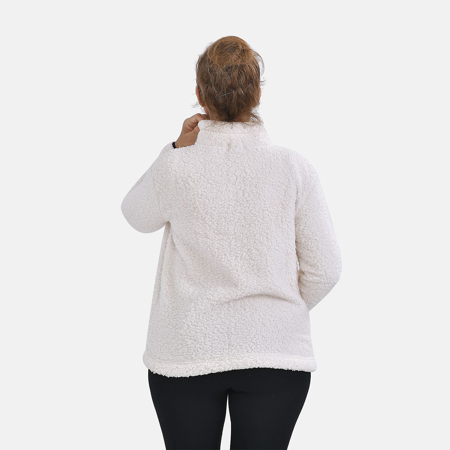 Half Zip Sherpa Sweatshirt With Handy Kangaroo Pocket - Blue