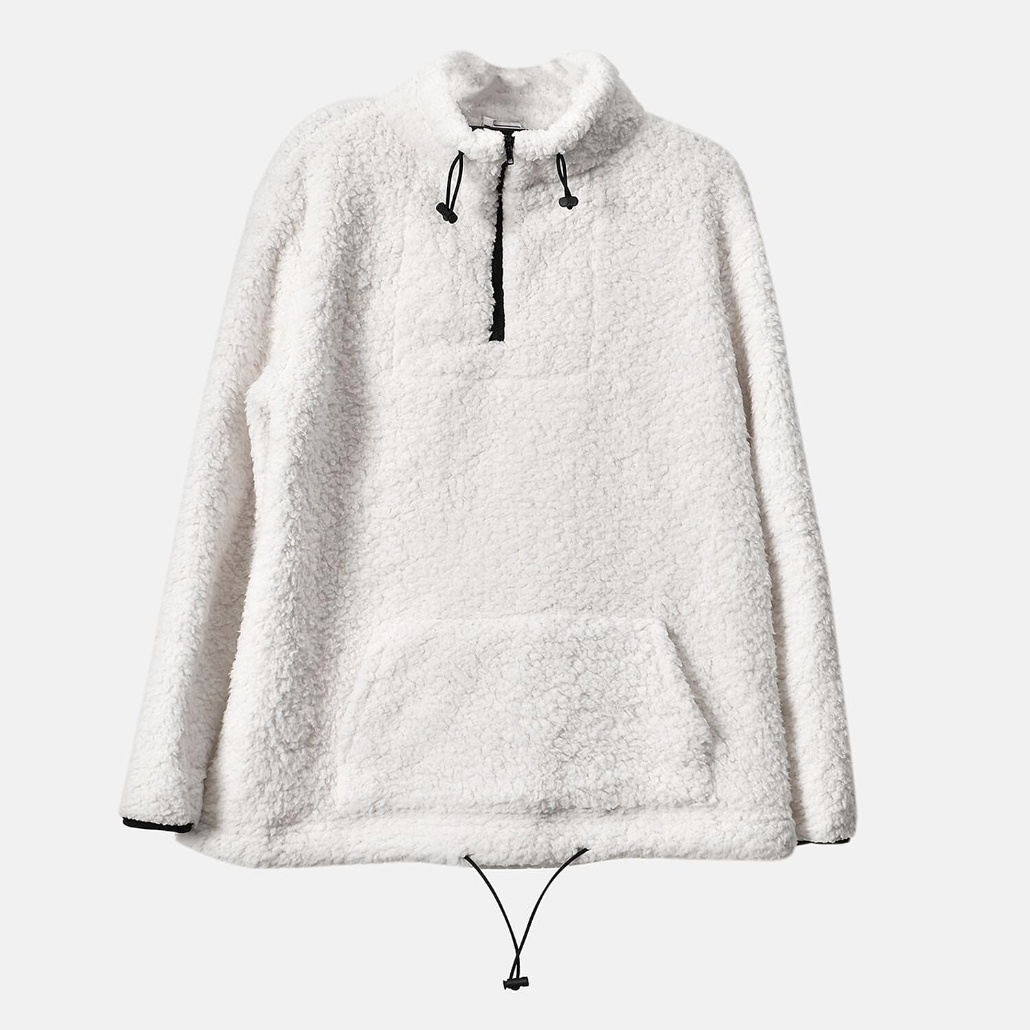 Half Zip Sherpa Sweatshirt With Handy Kangaroo Pocket - Blue