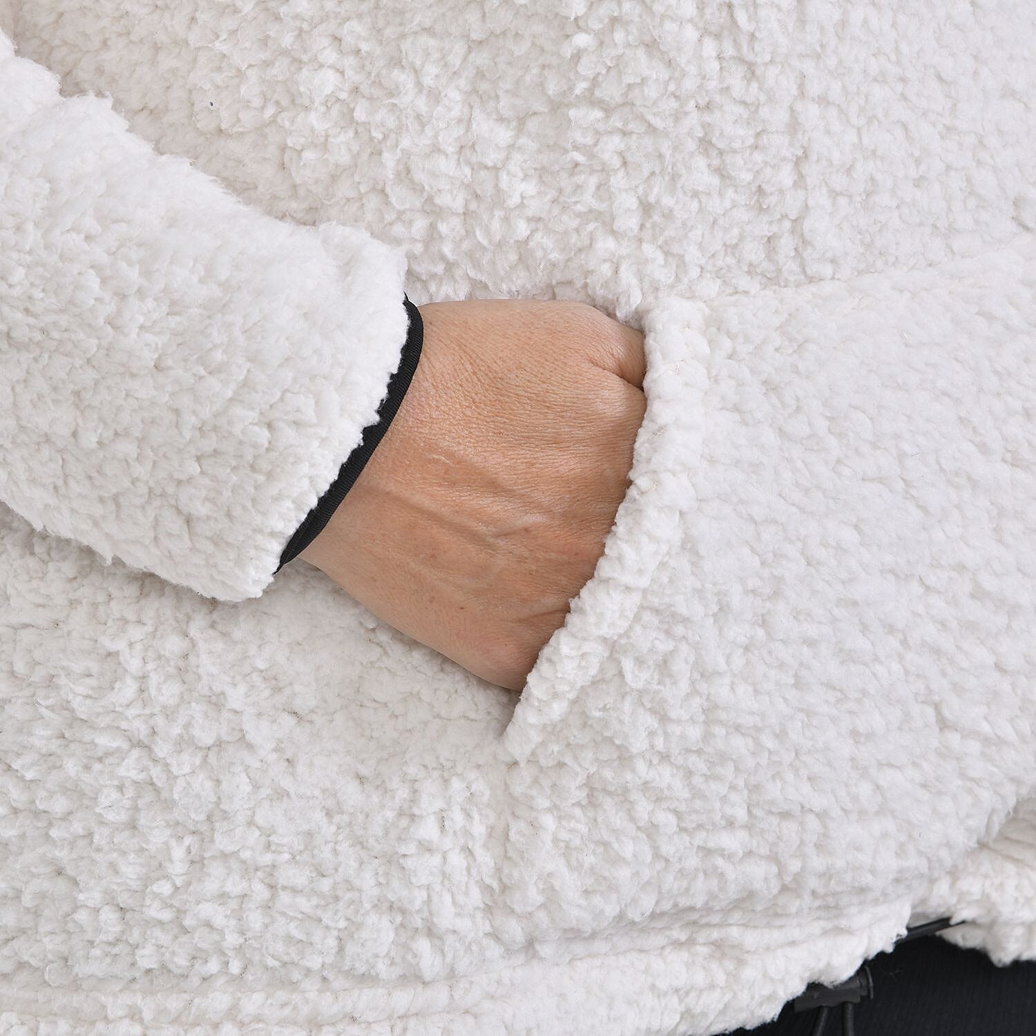 Half Zip Sherpa Sweatshirt With Handy Kangaroo Pocket - Blue