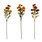 Set of 3 Artificial Chrysanthemum Flower with 23 Heads, Green Stem & Leaves - Yellow & Red Wine