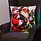 Flying Santa in Night Printed LED Cushion Cover with Filling - Blue