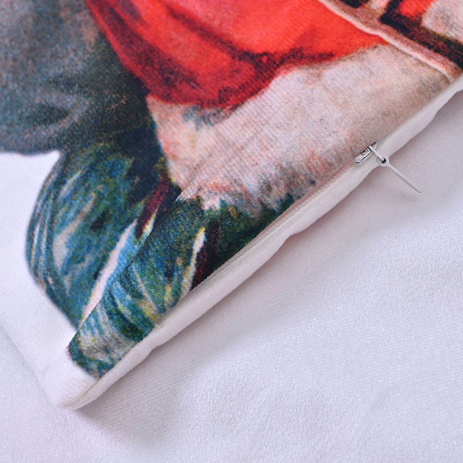 Santa Pattern LED Cushion Cover with Flling - Red