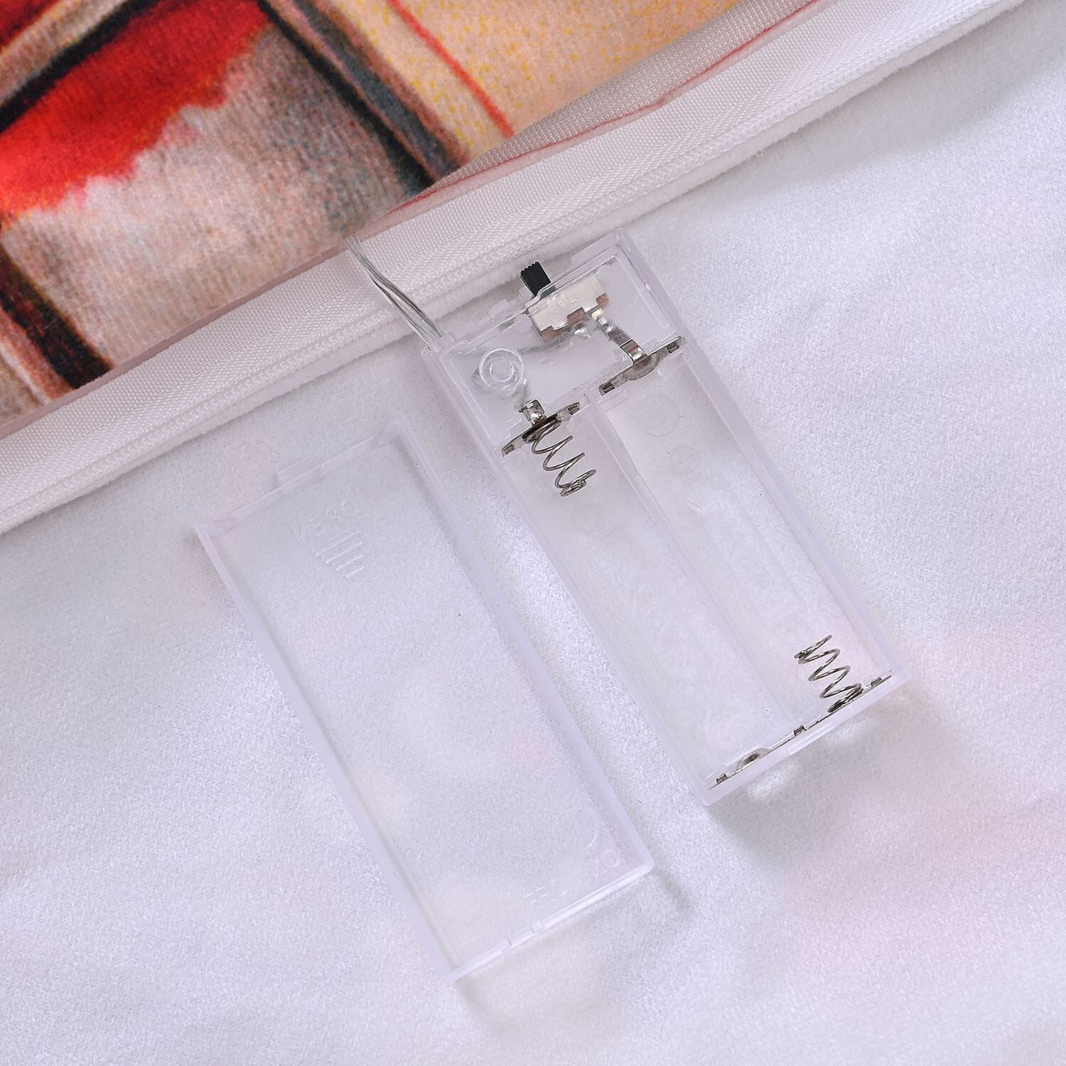 Santa Pattern LED Cushion Cover with Flling - Red