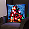 Snowy Night Forest & Santa LED Printed Cushion Cover With Filling - Blue (Requires 2AA Batteries - Not Incld)