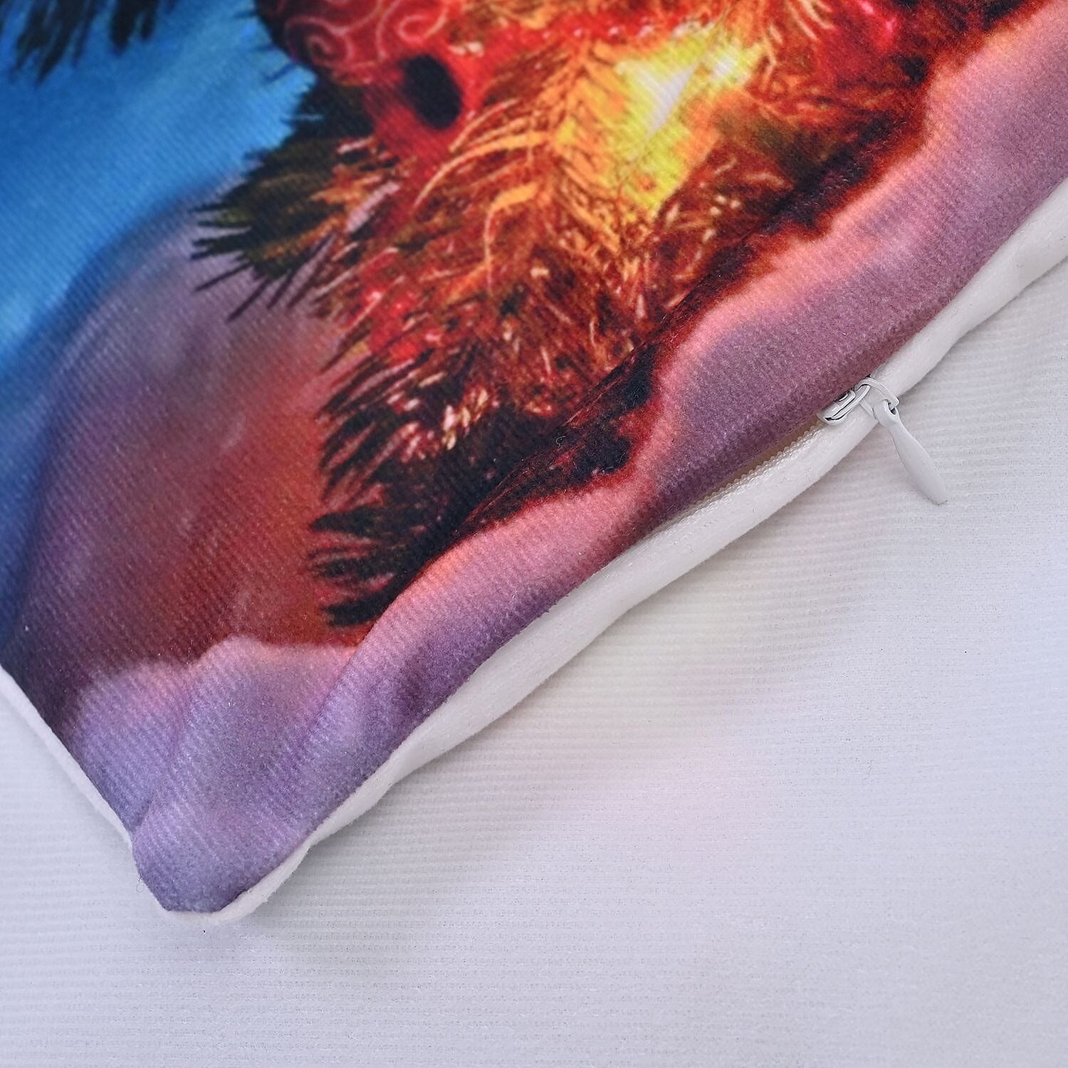 Christmas Tree Printed LED Cushion Cover with Filling - Blue - (Requires 2AA Batteries - Not Incld)