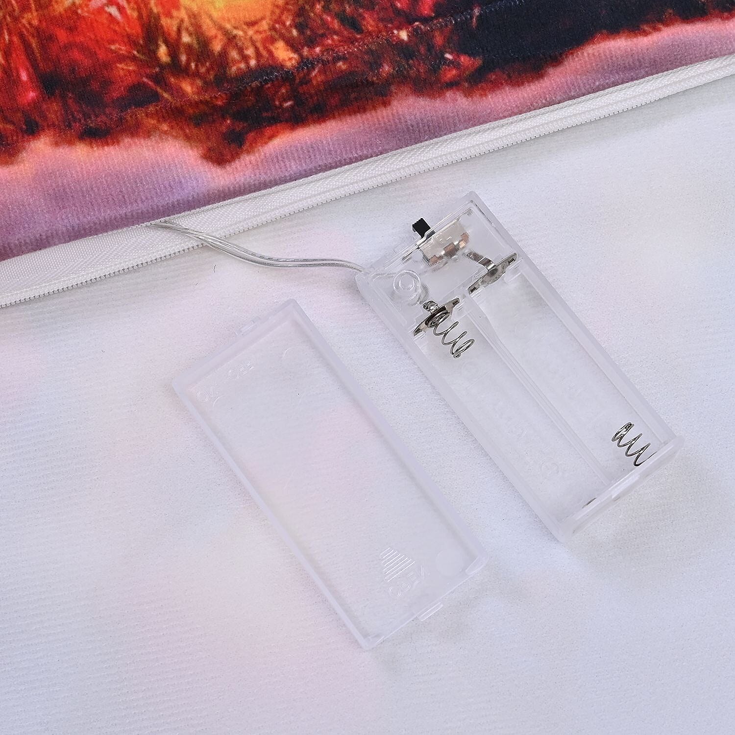 Christmas Tree Printed LED Cushion Cover with Filling - Blue - (Requires 2AA Batteries - Not Incld)