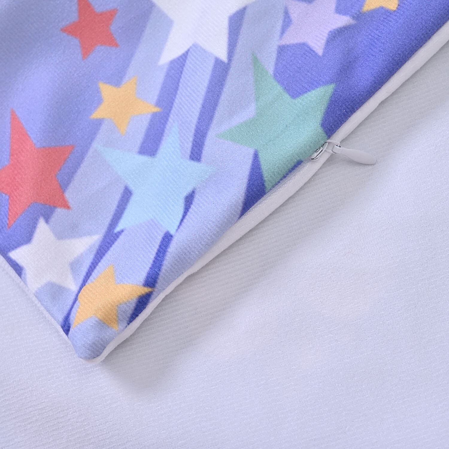 Flying Santa in Night Printed LED Cushion Cover with Filling - Blue