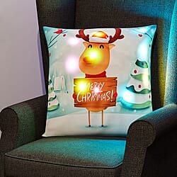 Merry Christmas Printed LED Cushion - Red