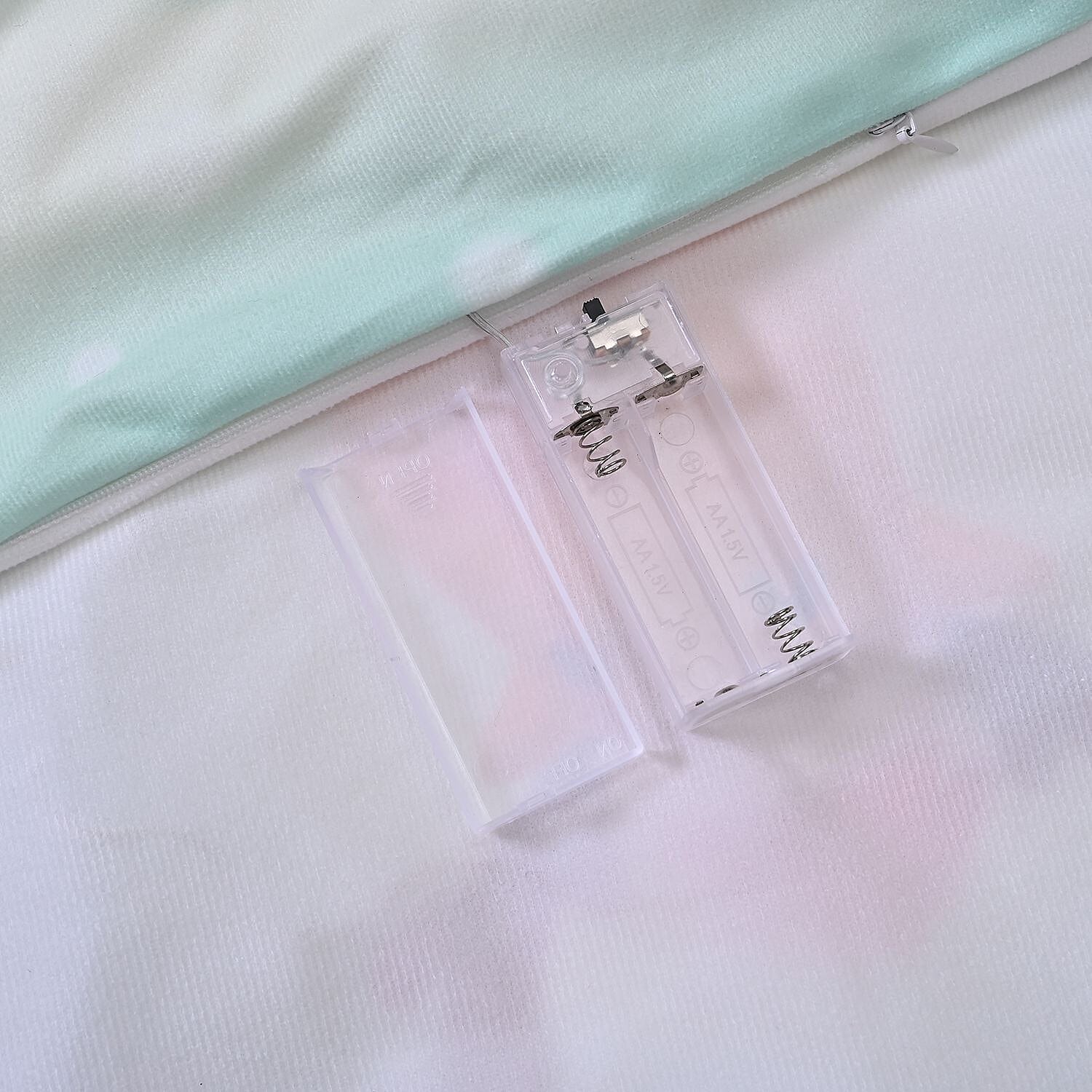 Reindeer Printed LED Cushion Cover with Flling - Blue - (Requires 2AA Batteries - Not Incld)