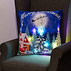 Merry Christmas Printed LED Cushion - Red