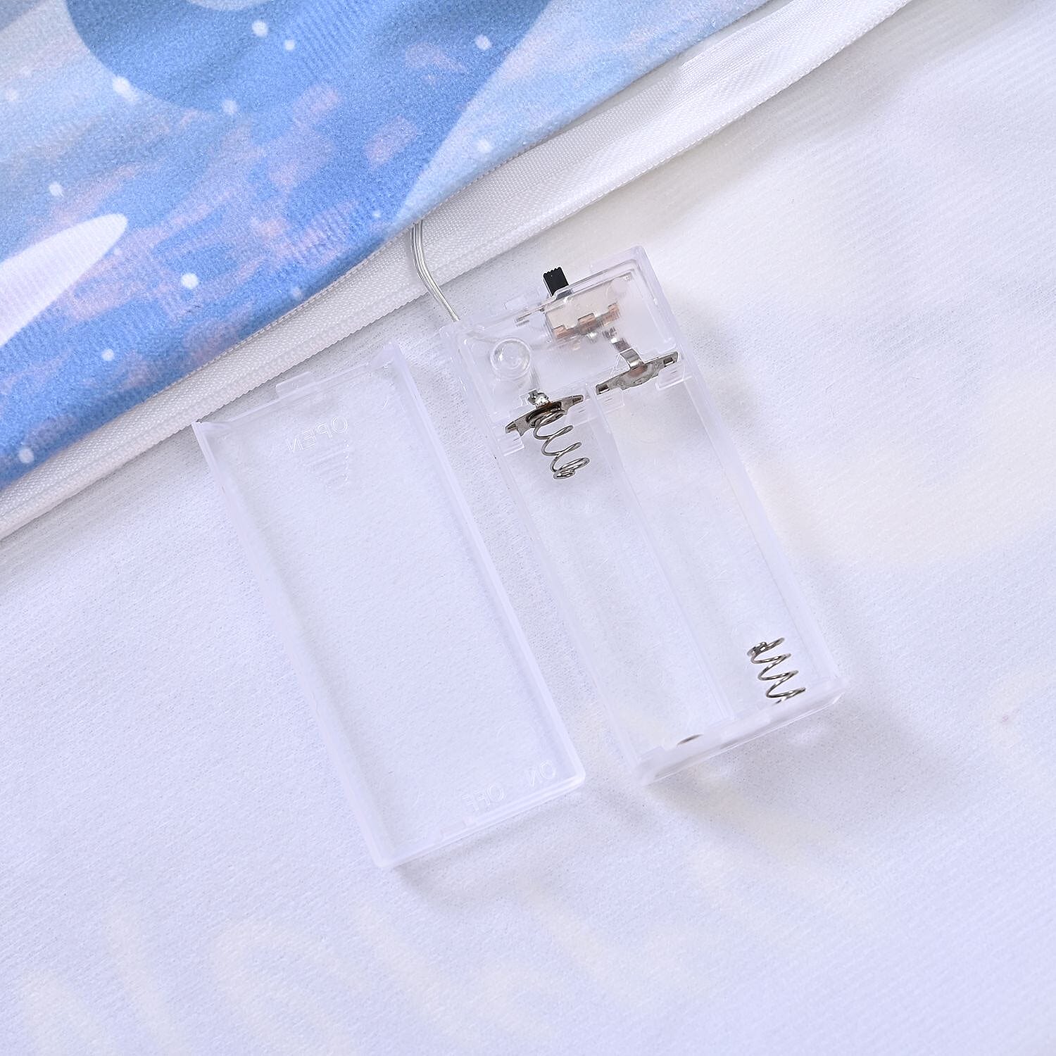 Snowy Night Forest - Santa LED Printed Cushion Cover With Filling - Blue (Requires 2AA Batteries - Not Incld)