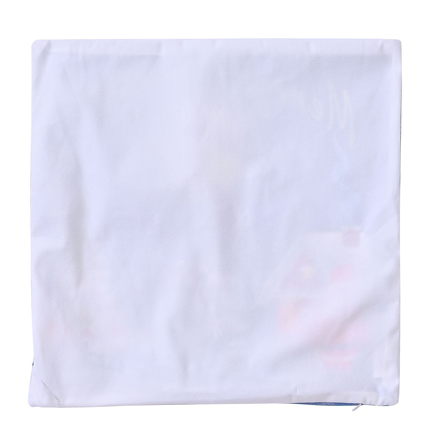 Snowy Night Forest - Santa LED Printed Cushion Cover With Filling - Blue (Requires 2AA Batteries - Not Incld)