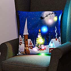 Merry Christmas Printed LED Cushion - Red